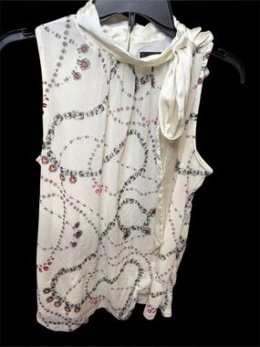 Worthington sleeveless high-neck tie blouse